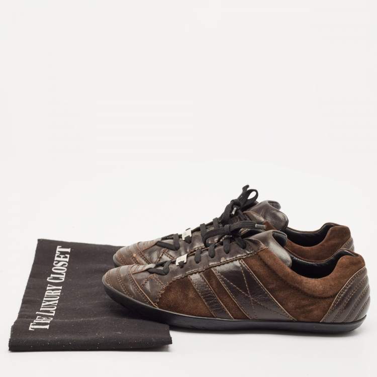 Pre Owned Dior Brown  Leather and Suede Low Top Sneakers Size 38
