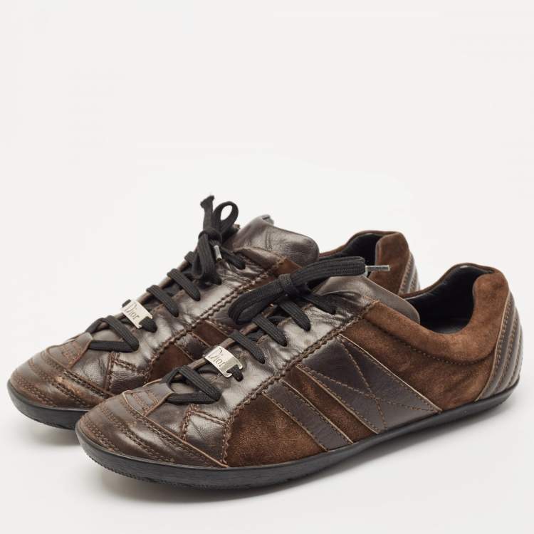 Pre Owned Dior Brown  Leather and Suede Low Top Sneakers Size 38