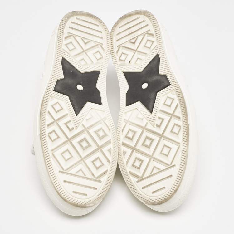 Pre Owned Dior Grey Embroidered Cotton Oblique Motif Walk'n'Dior Low Top Sneakers Size 38