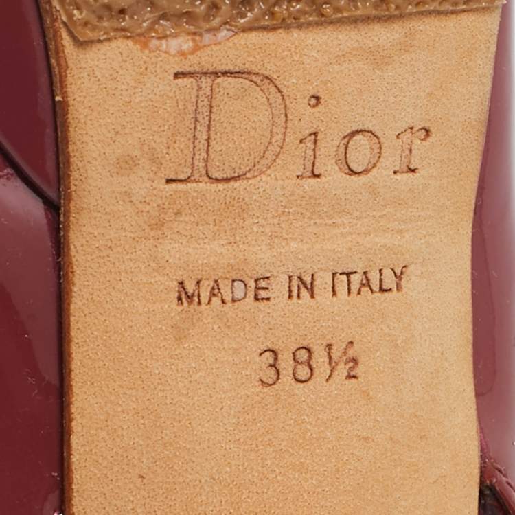 Pre Owned Dior Purple Patent Leather Peep Toe Slingback Pumps Size 38.5