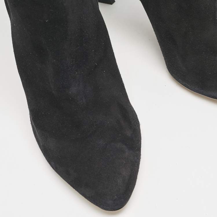 Pre Owned Dior Black Suede Knee Length Boots Size 39.5