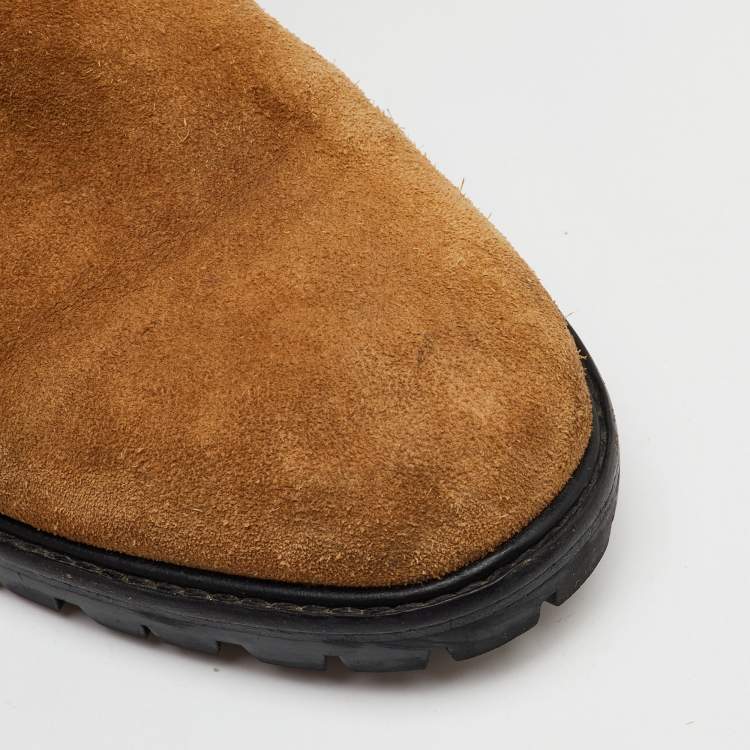 Pre Owned Dior Brown Suede Mid Calf Length Boots Size 35