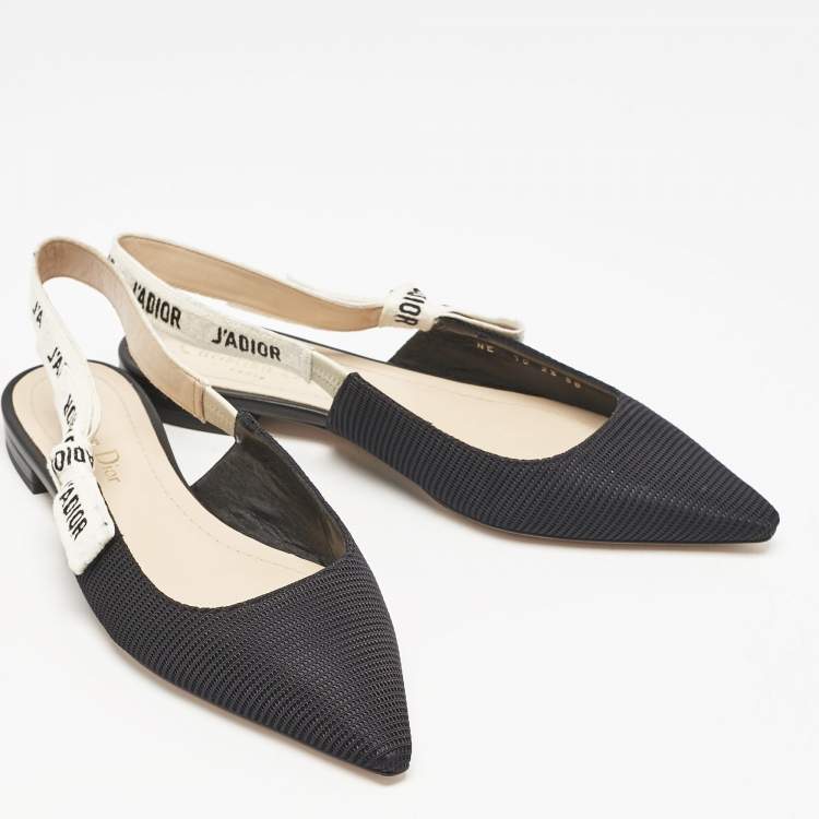 Pre Owned Dior Black Technical Fabric J'adior Slingback Flats Size 38
