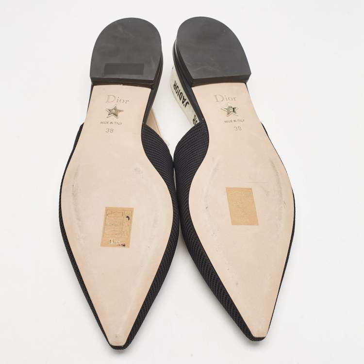Pre Owned Dior Black Technical Fabric J'adior Slingback Flats Size 38