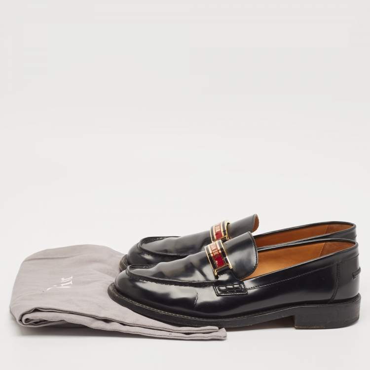 Pre Owned Dior Black Patent Leather Code Slip On Loafers Size 40