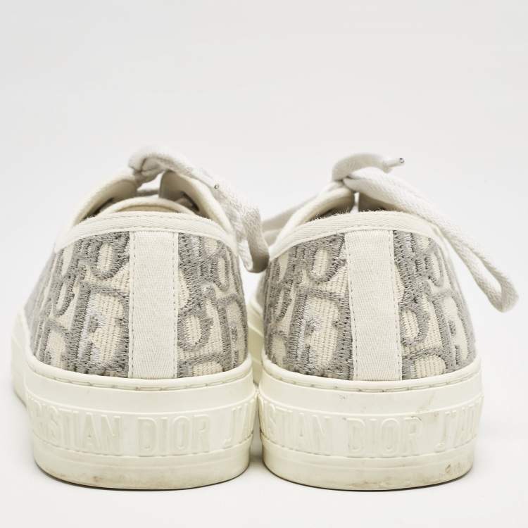 Pre Owned Dior Grey/White Canvas Walk'n'Dior  Low Top Sneakers Size 36
