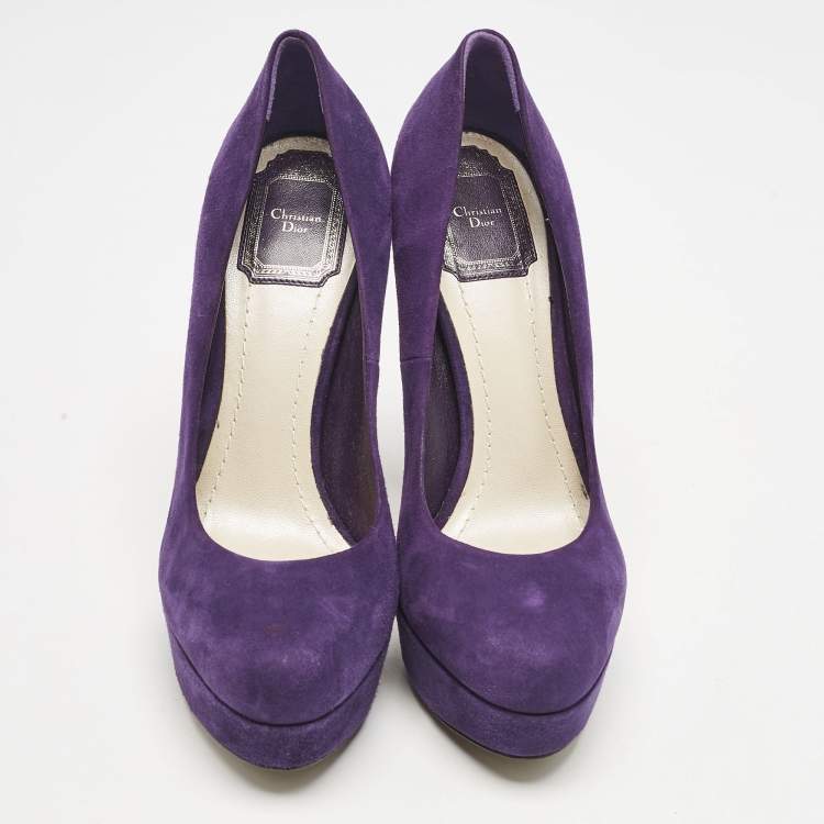 Pre Owned Dior Purple Suede Miss Dior Platform Pumps Size 38