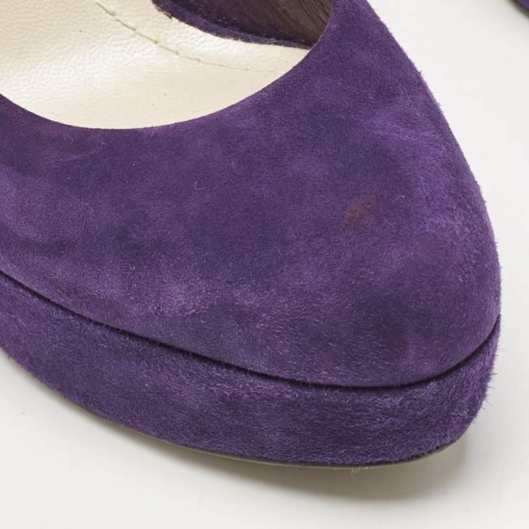 Pre Owned Dior Purple Suede Miss Dior Platform Pumps Size 38