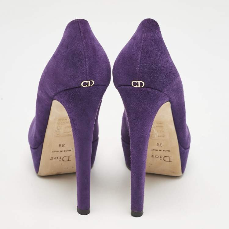 Pre Owned Dior Purple Suede Miss Dior Platform Pumps Size 38