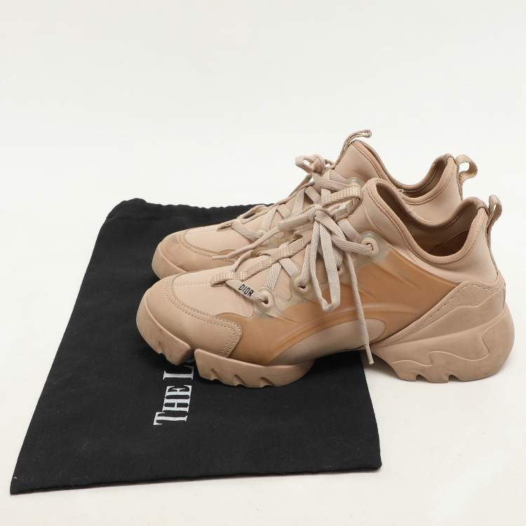 Pre Owned Dior Beige PVC and Leather D-Connect High Top Sneakers Size 38