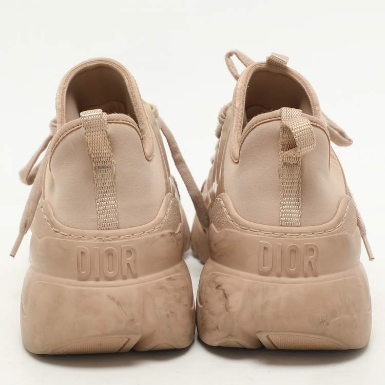 Pre Owned Dior Beige PVC and Leather D-Connect High Top Sneakers Size 38