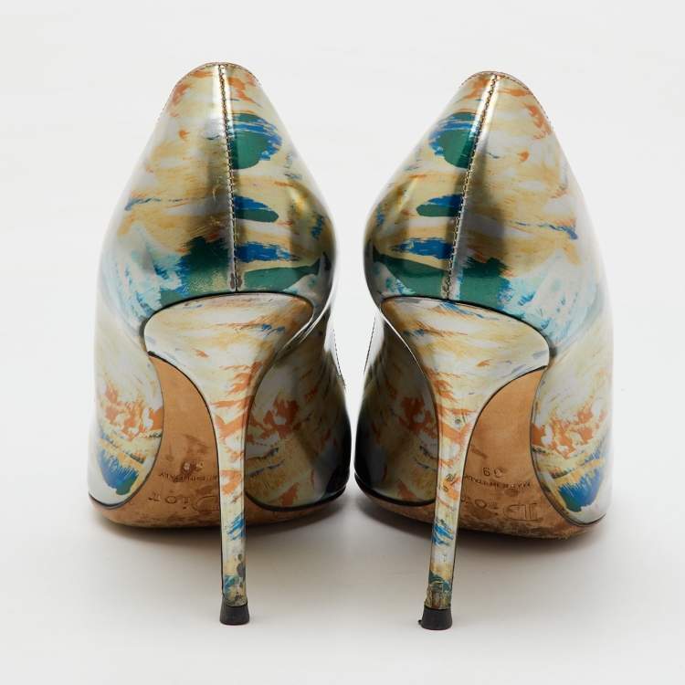 Pre Owned Dior Multicolor Floral Printed Leather Cherie Pointed Toe Pumps Size 39