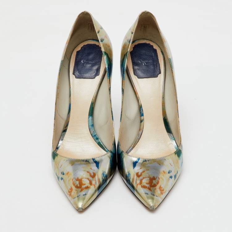 Pre Owned Dior Multicolor Floral Printed Leather Cherie Pointed Toe Pumps Size 39