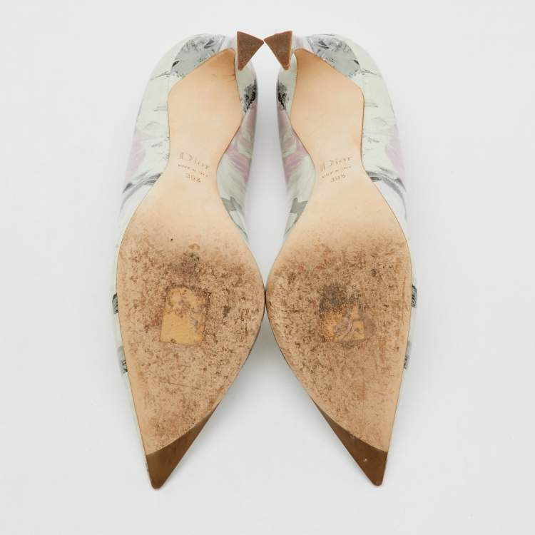 Pre Owned Dior Multicolor Printed Patent Leather Pointed Toe Pumps Size 39.5