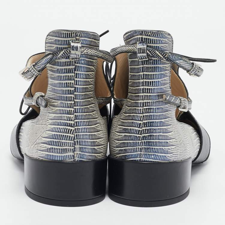 Pre Owned Dior Black Croc and Lizard Embossed Leather Nomade Pointy Ankle Length Boots Size 41