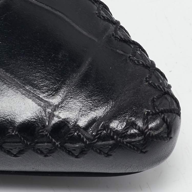 Pre Owned Dior Black Croc and Lizard Embossed Leather Nomade Pointy Ankle Length Boots Size 41