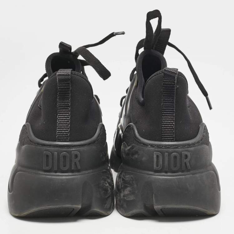 Pre Owned Dior Black Neoprene and PVC D-Connect Lace Up Sneakers Size 38.5