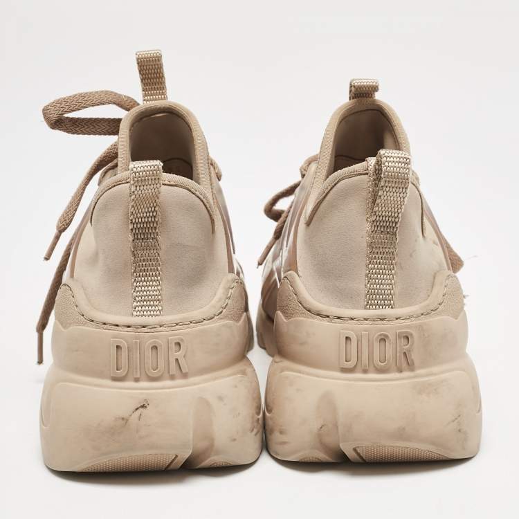 Pre Owned Dior Beige Neoprene and Rubber D-Connect Low Top Sneakers Size 35