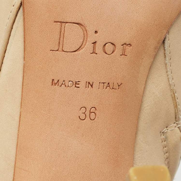 Pre Owned Dior Beige Leather Buckle Detail Ankle Booties Size 36