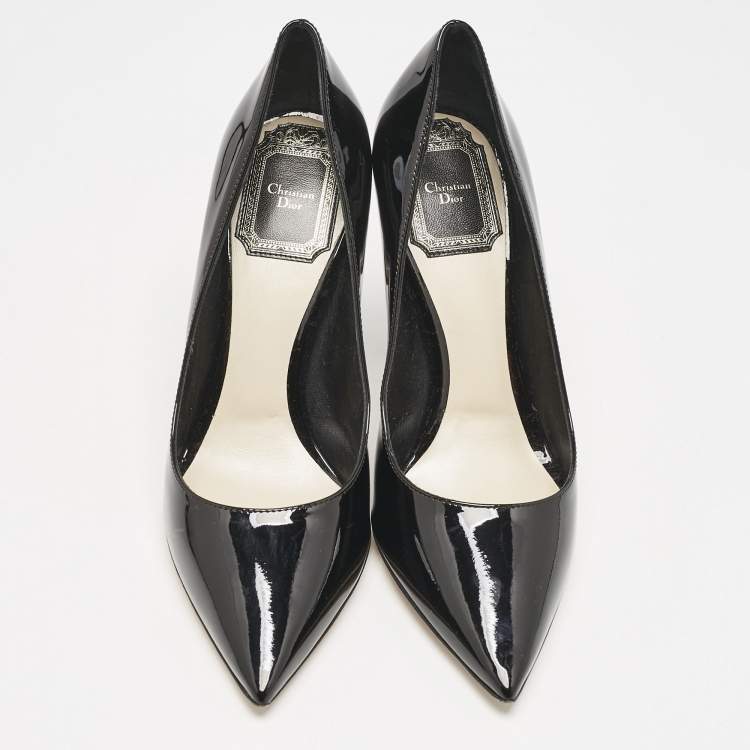 Pre Owned Dior Black Patent Leather Pointed Toe Pumps Size 35.5