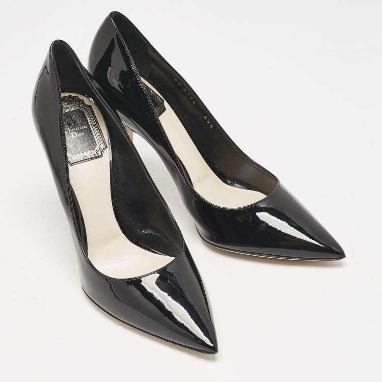 Pre Owned Dior Black Patent Leather Pointed Toe Pumps Size 35.5