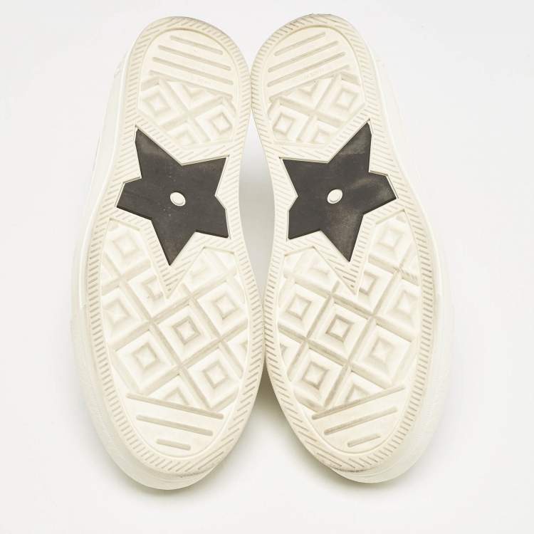 Pre Owned Dior White/Grey Oblique Embroidered Canvas Walk'n'Dior Low Top Sneakers Size 37
