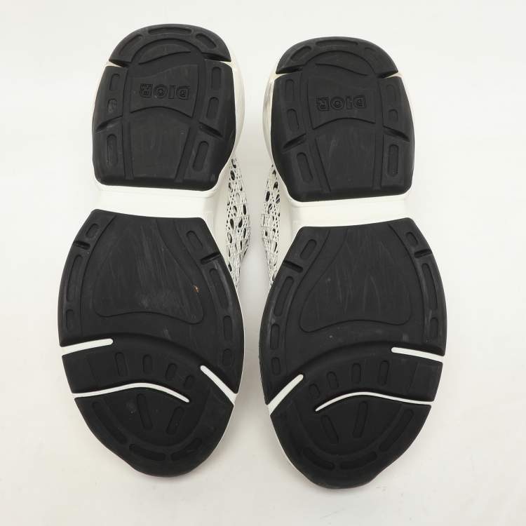 Pre Owned Dior White/Black Oblique Cannage Neoprene and Rubber B24 Low Top Sneakers Size 37 