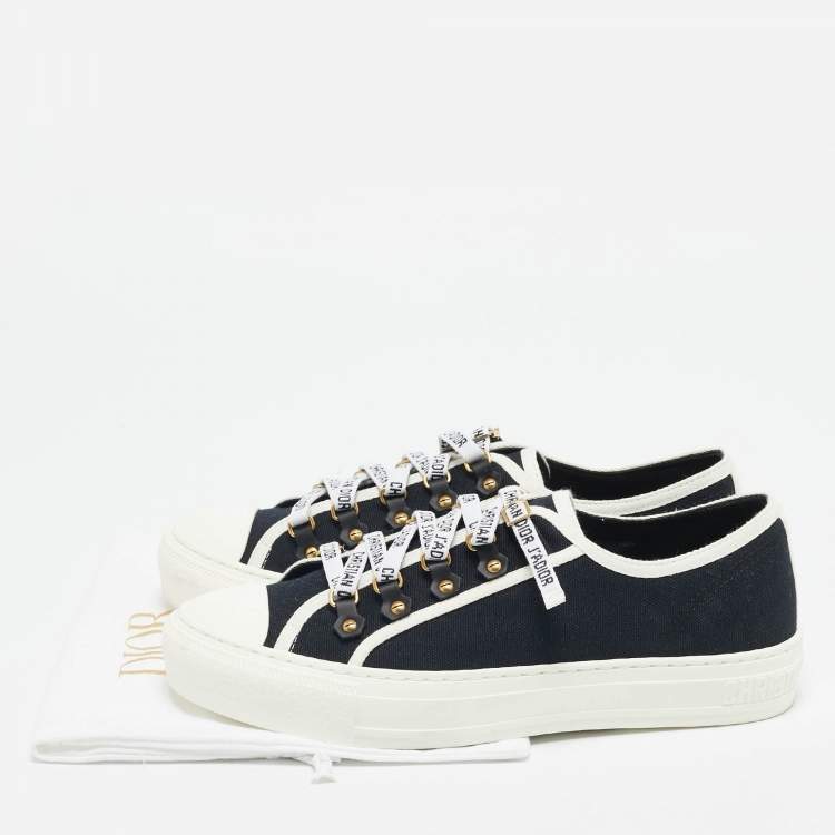 Pre Owned Dior Black Canvas Walk'n'Dior Sneakers Size 39