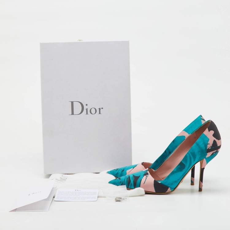 Pre Owned Dior Multicolor Floral Print Fabric Decli Defile Pointed Toe Pumps Size 36.5