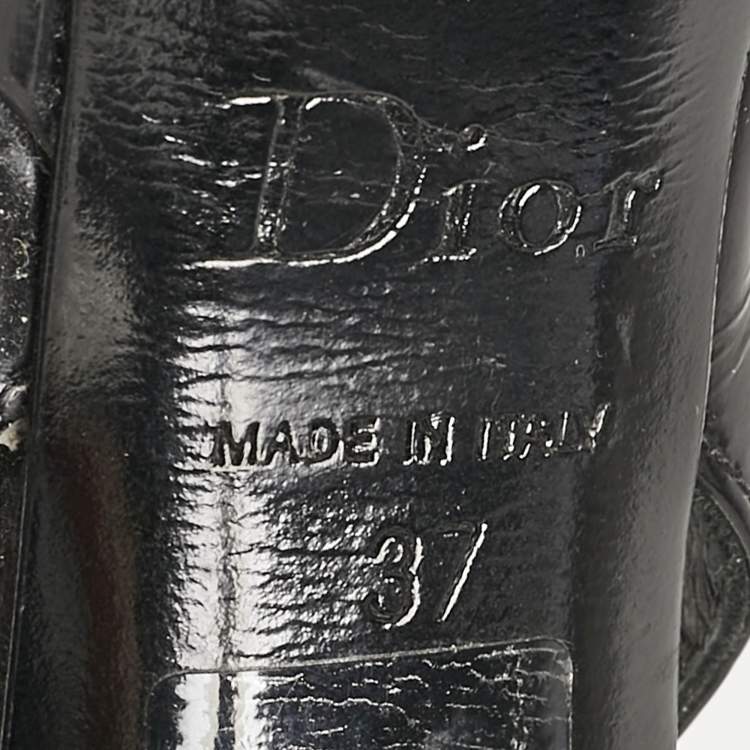 Pre Owned Dior Black Patent Leather Cannage Bow Detail 'Butterfly' Slingback Pumps Size 37