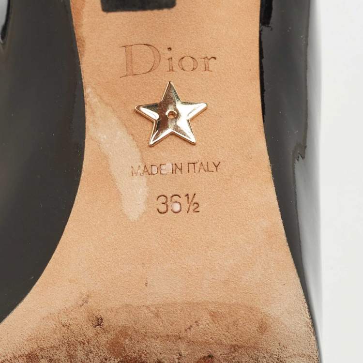 Pre Owned Dior Black Patent Leather J'adior Ribbon Pointed Toe Pumps Size 36.5