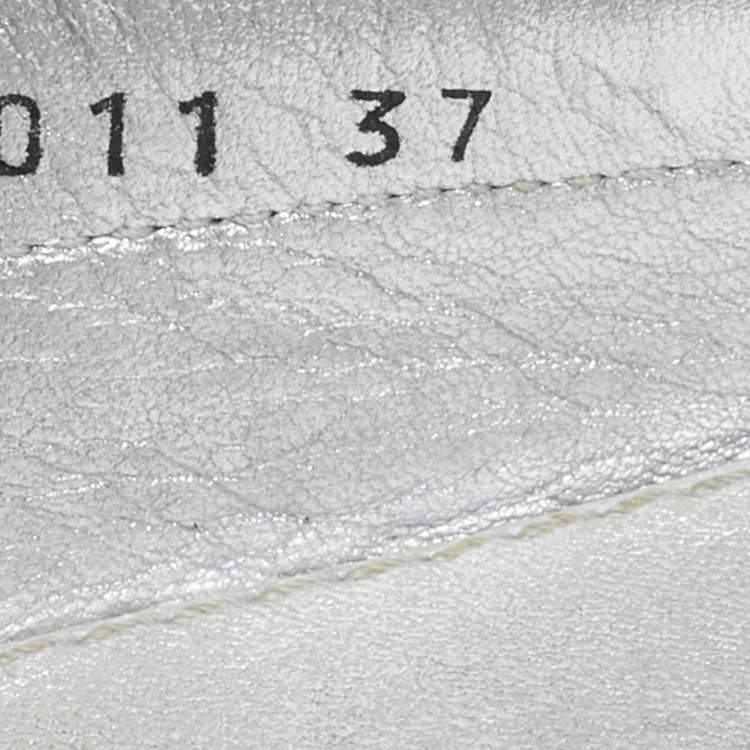 Pre Owned Dior Silver Leather CD Logo Loafers Size 37