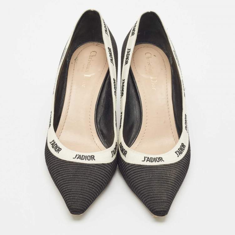 Pre Owned Dior Black Technical Fabric J'Adior Embroidered Pointed Toe Pumps Size 41