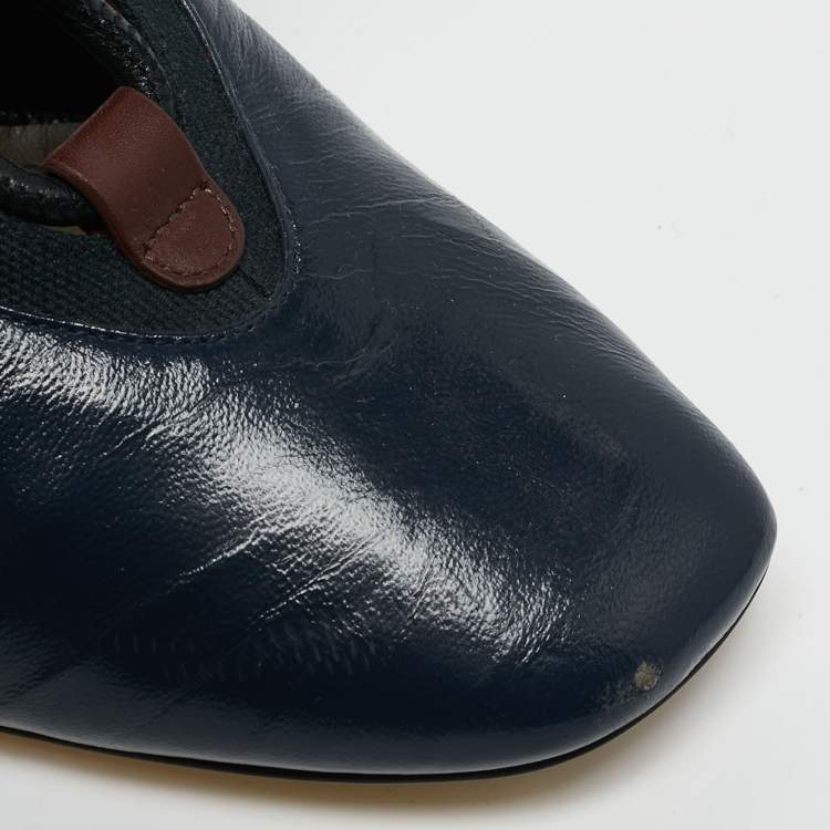 Pre Owned Dior Blue/Gold Canvas and Leather Glorious Ankle Length Boots Size 40.5