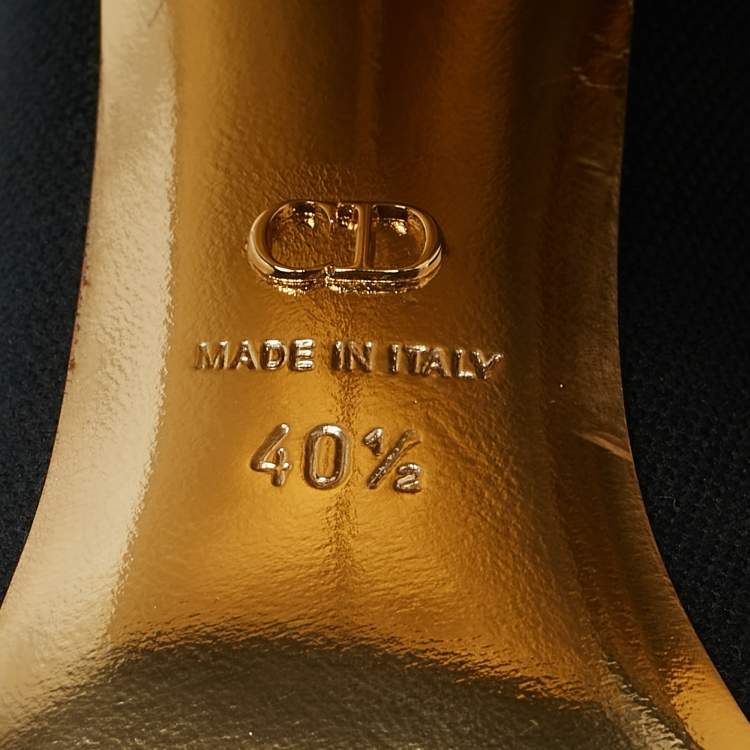 Pre Owned Dior Blue/Gold Canvas and Leather Glorious Ankle Length Boots Size 40.5