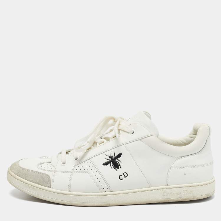 Pre Owned Dior White/Grey Leather And Suede D Bee Low Top Sneakers Size 41