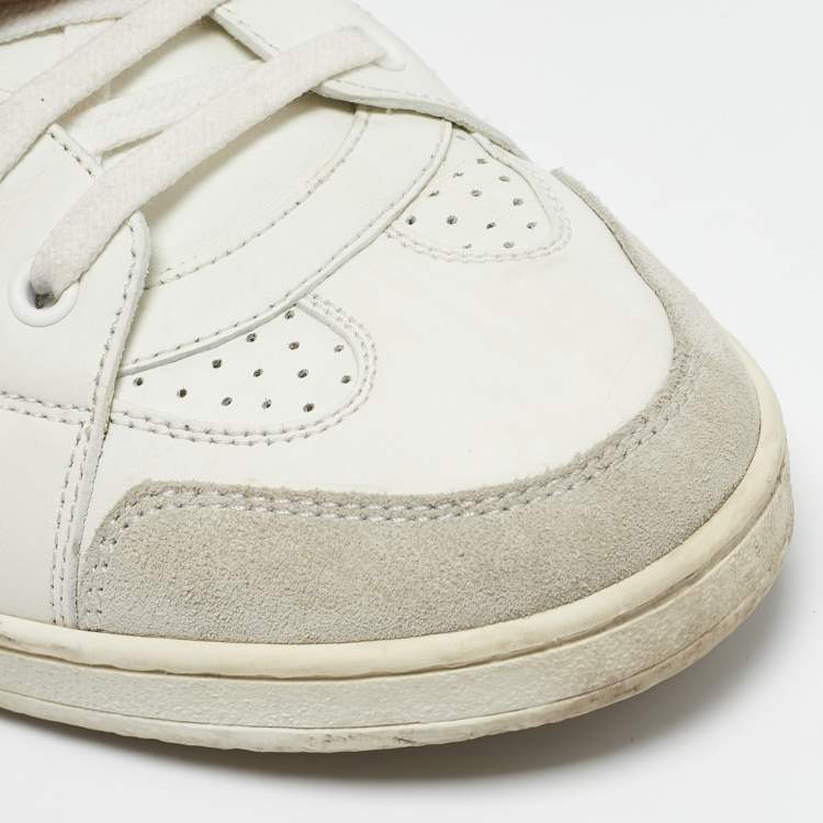 Pre Owned Dior White/Grey Leather And Suede D Bee Low Top Sneakers Size 41