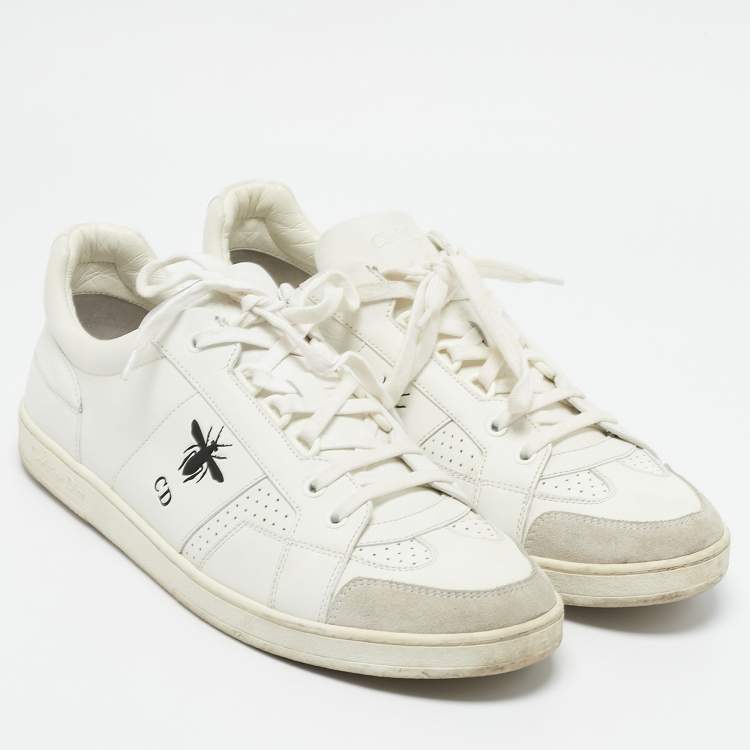 Pre Owned Dior White/Grey Leather And Suede D Bee Low Top Sneakers Size 41