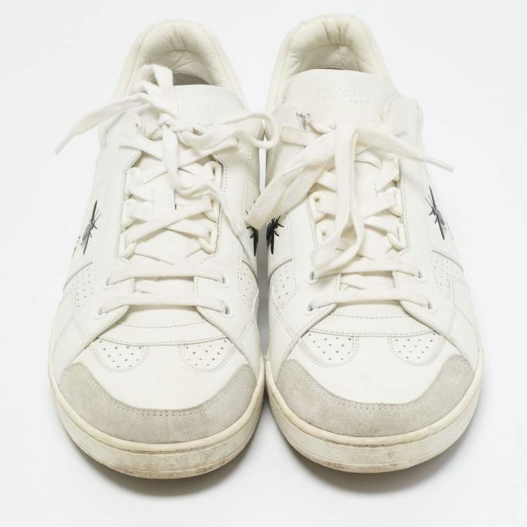 Pre Owned Dior White/Grey Leather And Suede D Bee Low Top Sneakers Size 41
