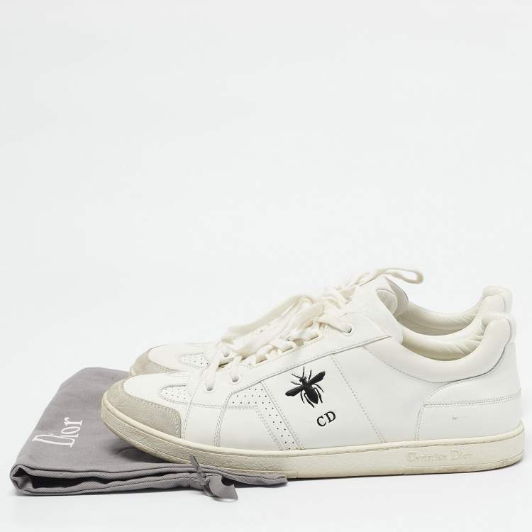Pre Owned Dior White/Grey Leather And Suede D Bee Low Top Sneakers Size 41