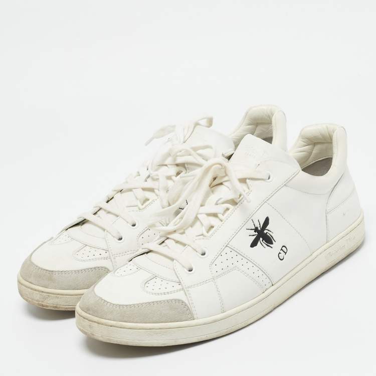 Pre Owned Dior White/Grey Leather And Suede D Bee Low Top Sneakers Size 41
