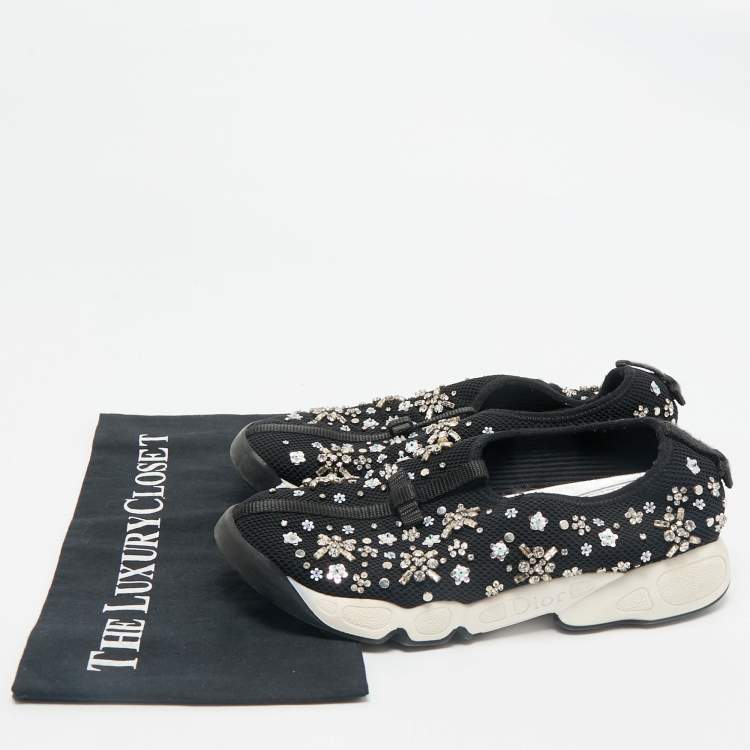 Pre Owned Dior Black Mesh Fusion Slip On Sneakers Size 38