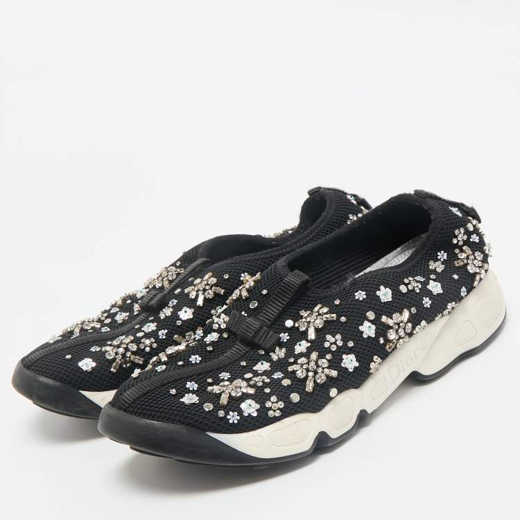Pre Owned Dior Black Mesh Fusion Slip On Sneakers Size 38