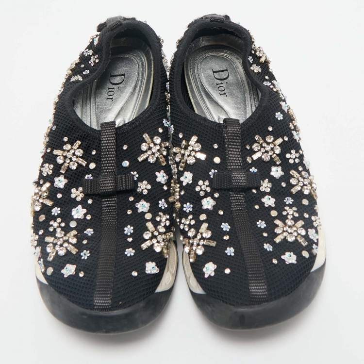 Pre Owned Dior Black Mesh Fusion Slip On Sneakers Size 38