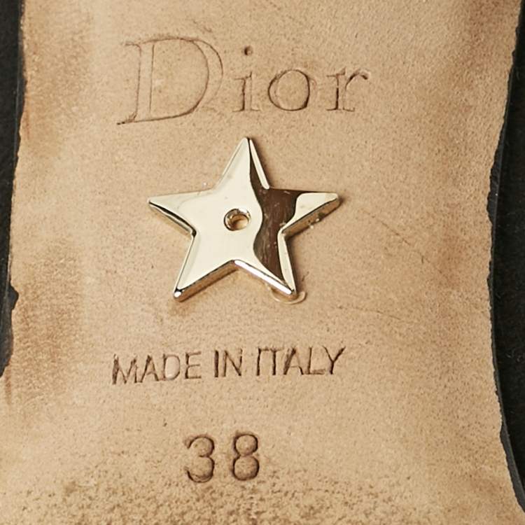Pre Owned Dior Black Suede Pointed Toe Crystal Embellished Slingback Pumps Size 38