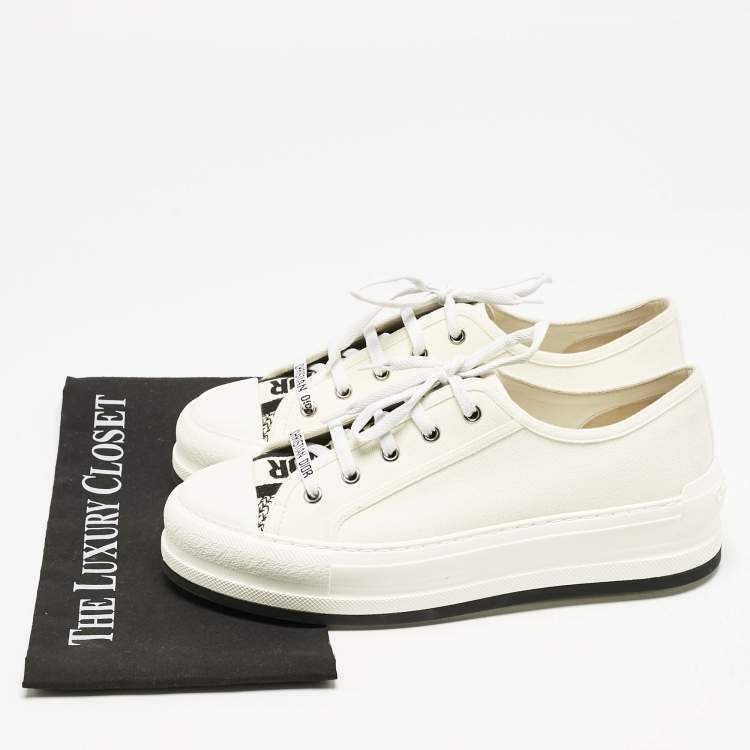 Pre Owned Dior White Canvas Walk'n'Dior Platform Low Top Sneakers Size 40