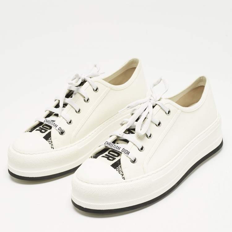 Pre Owned Dior White Canvas Walk'n'Dior Platform Low Top Sneakers Size 40