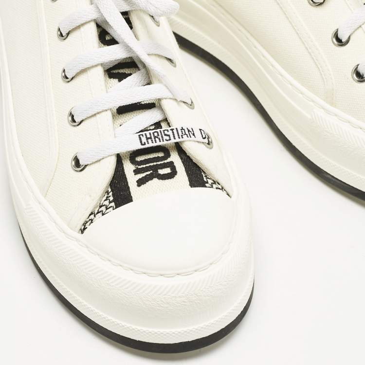 Pre Owned Dior White Canvas Walk'n'Dior Platform Low Top Sneakers Size 40