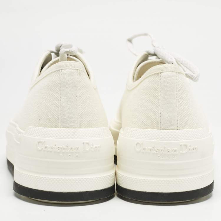 Pre Owned Dior White Canvas Walk'n'Dior Platform Low Top Sneakers Size 40