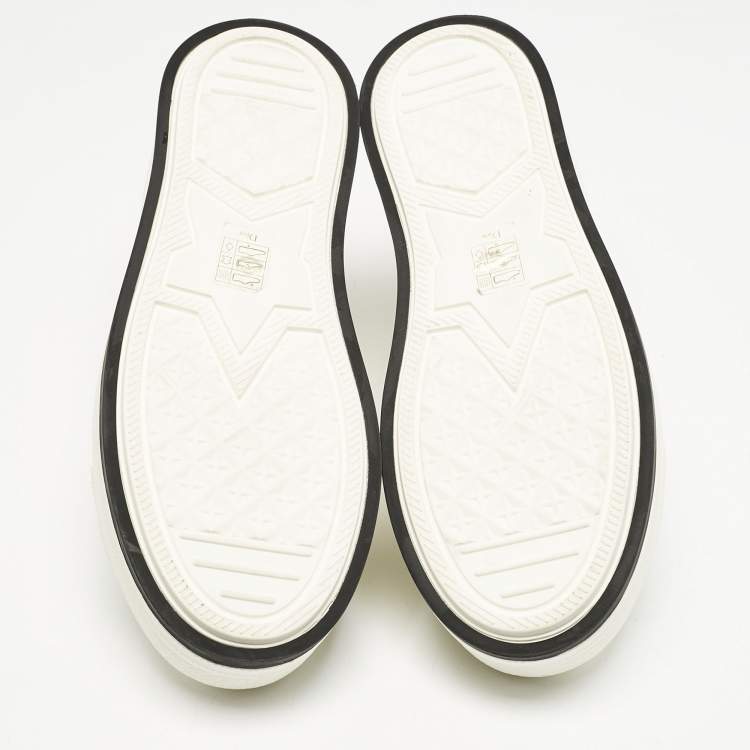 Pre Owned Dior White Canvas Walk'n'Dior Platform Low Top Sneakers Size 40
